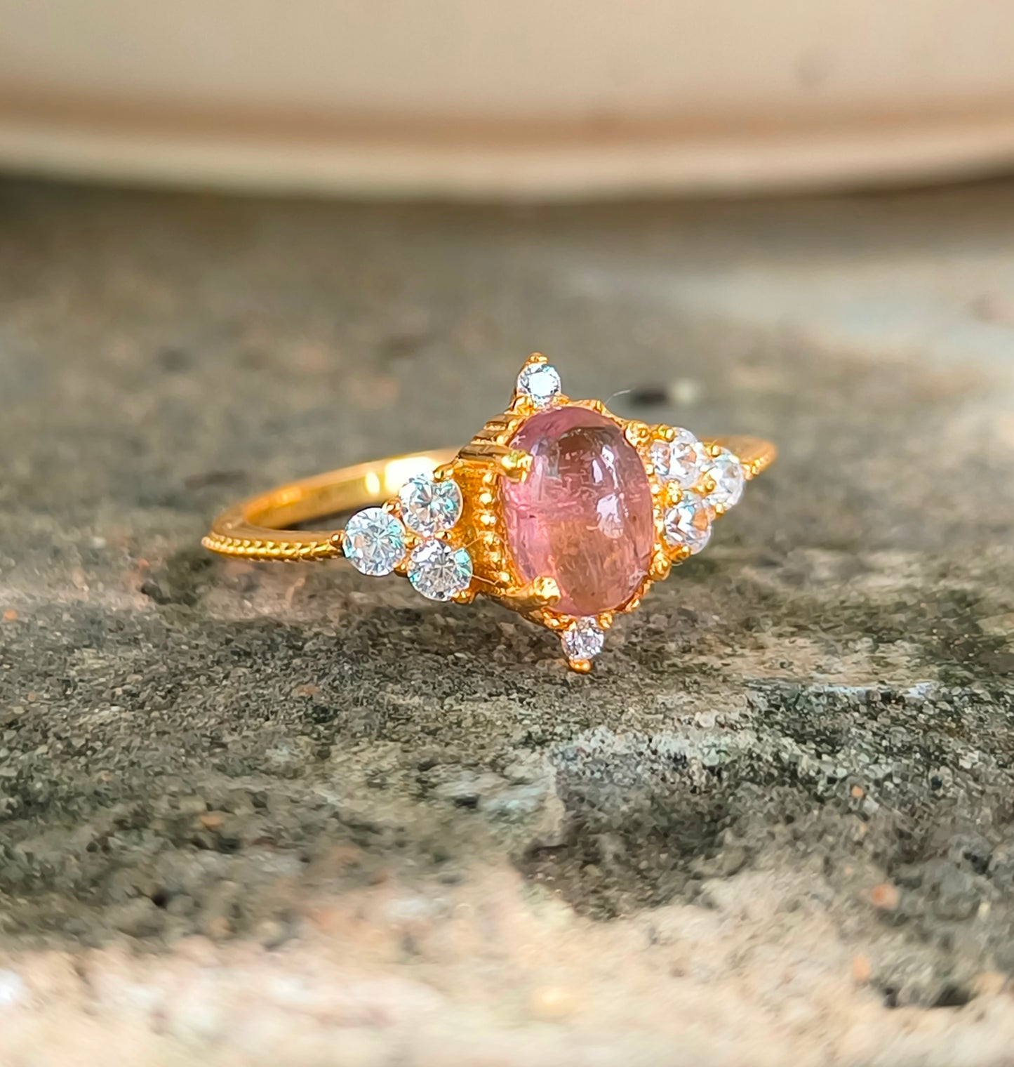 Pink Tourmaline Ring – Dainty 925 Sterling Silver Minimalist Jewelry - SILVERFORESTAA