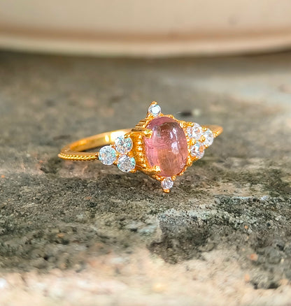 Pink Tourmaline Ring – Dainty 925 Sterling Silver Minimalist Jewelry - SILVERFORESTAA