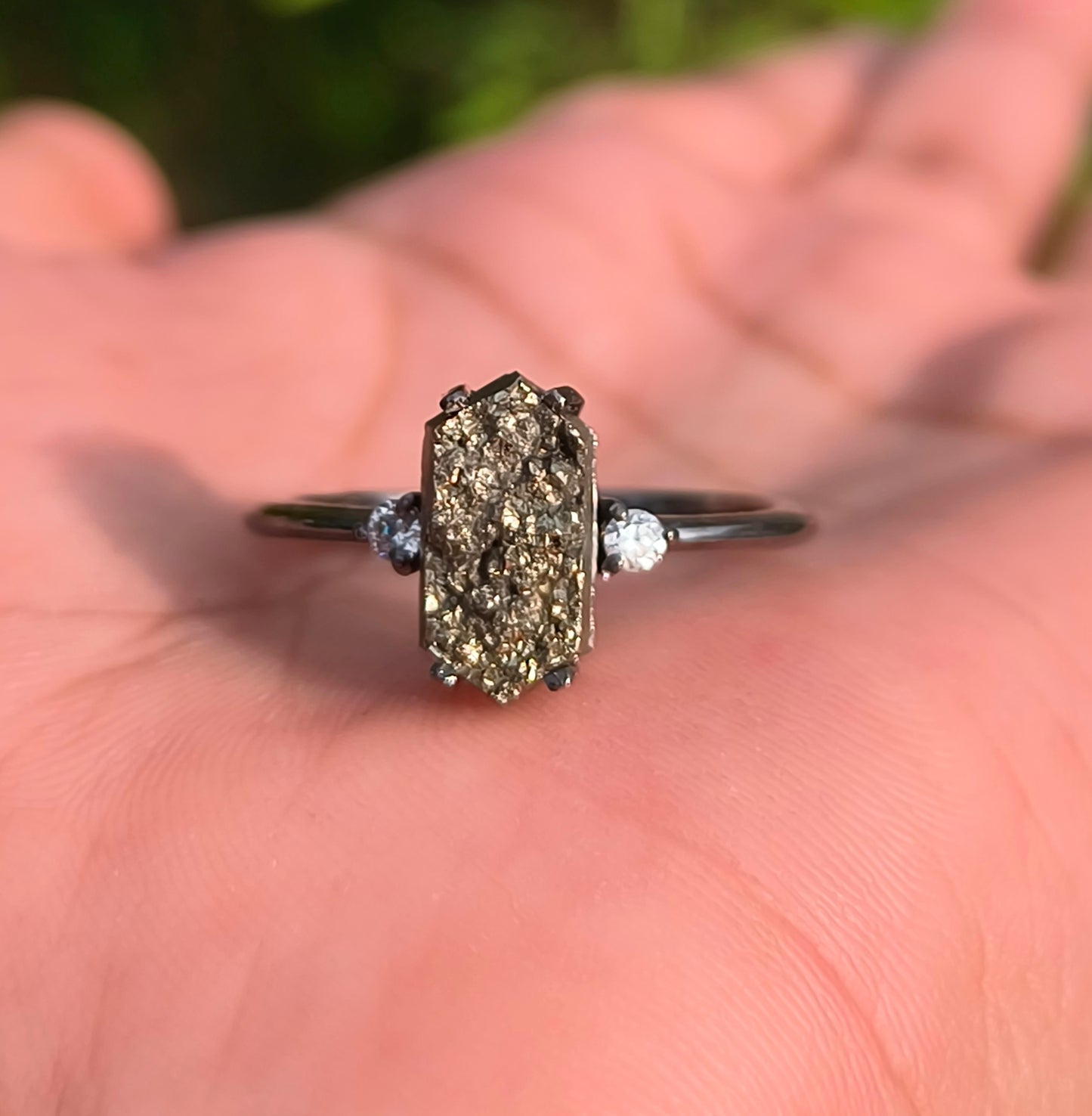Raw Pyrite Ring – 925 Sterling Silver Handmade Jewelry - SILVERFORESTAA