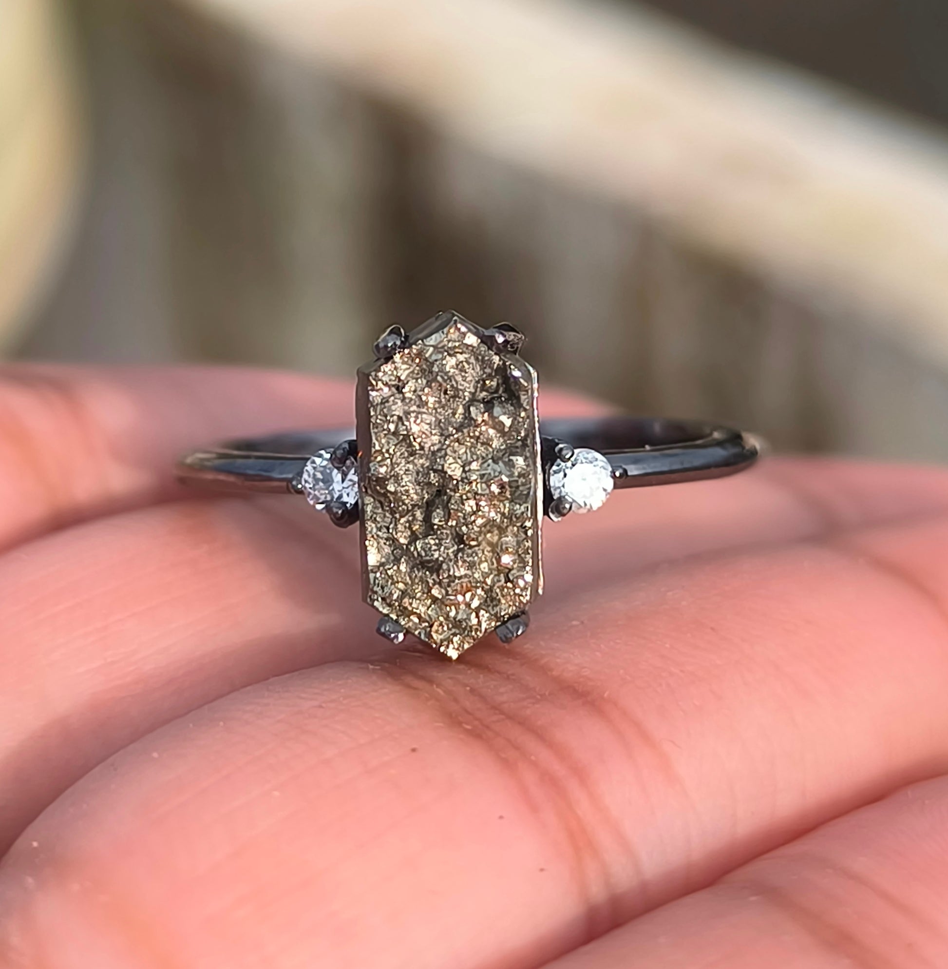 Raw Pyrite Ring – 925 Sterling Silver Handmade Jewelry - SILVERFORESTAA