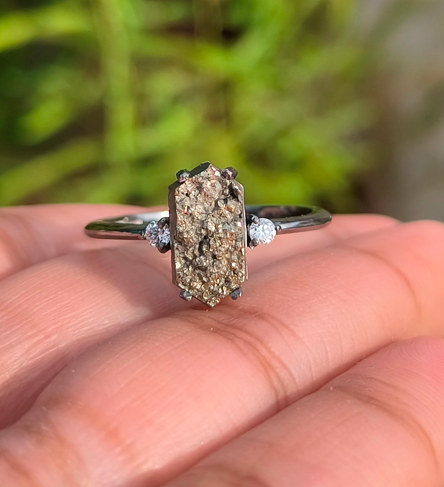 Raw Pyrite Ring – 925 Sterling Silver Handmade Jewelry - SILVERFORESTAA