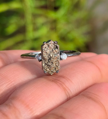 Raw Pyrite Ring – 925 Sterling Silver Handmade Jewelry - SILVERFORESTAA