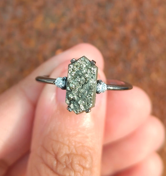 Raw Pyrite Ring – 925 Sterling Silver Handmade Jewelry - SILVERFORESTAA