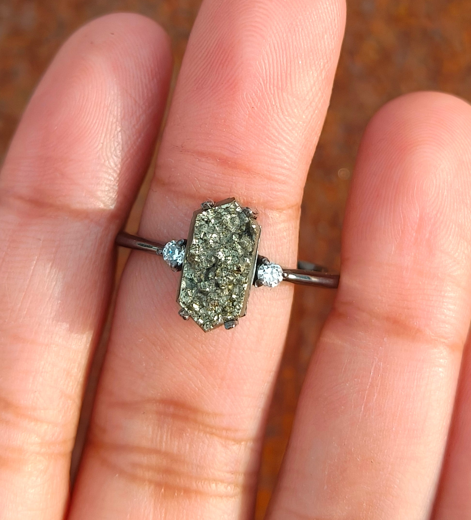 Raw Pyrite Ring – 925 Sterling Silver Handmade Jewelry - SILVERFORESTAA