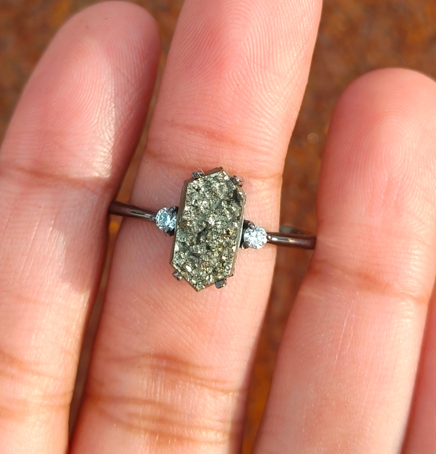 Raw Pyrite Ring – 925 Sterling Silver Handmade Jewelry - SILVERFORESTAA