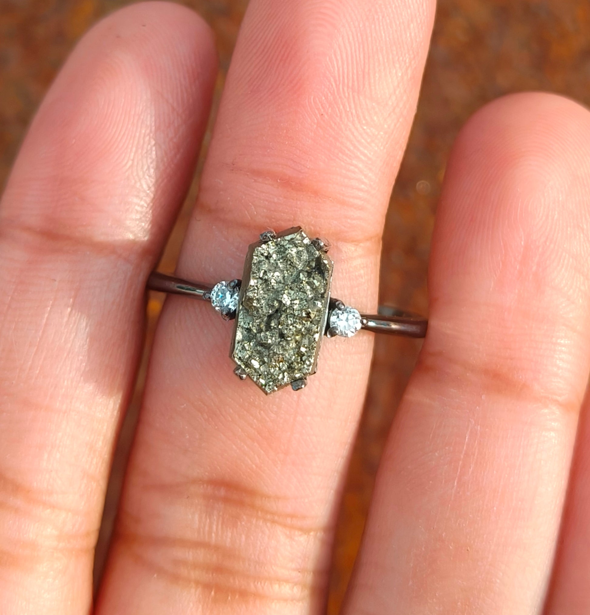 Raw Pyrite Ring – 925 Sterling Silver Handmade Jewelry - SILVERFORESTAA