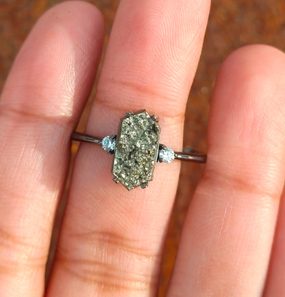 Raw Pyrite Ring – 925 Sterling Silver Handmade Jewelry - SILVERFORESTAA