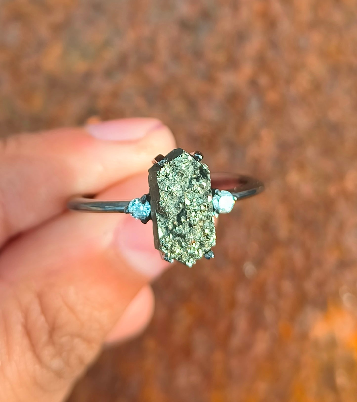 Raw Pyrite Ring – 925 Sterling Silver Handmade Jewelry - SILVERFORESTAA
