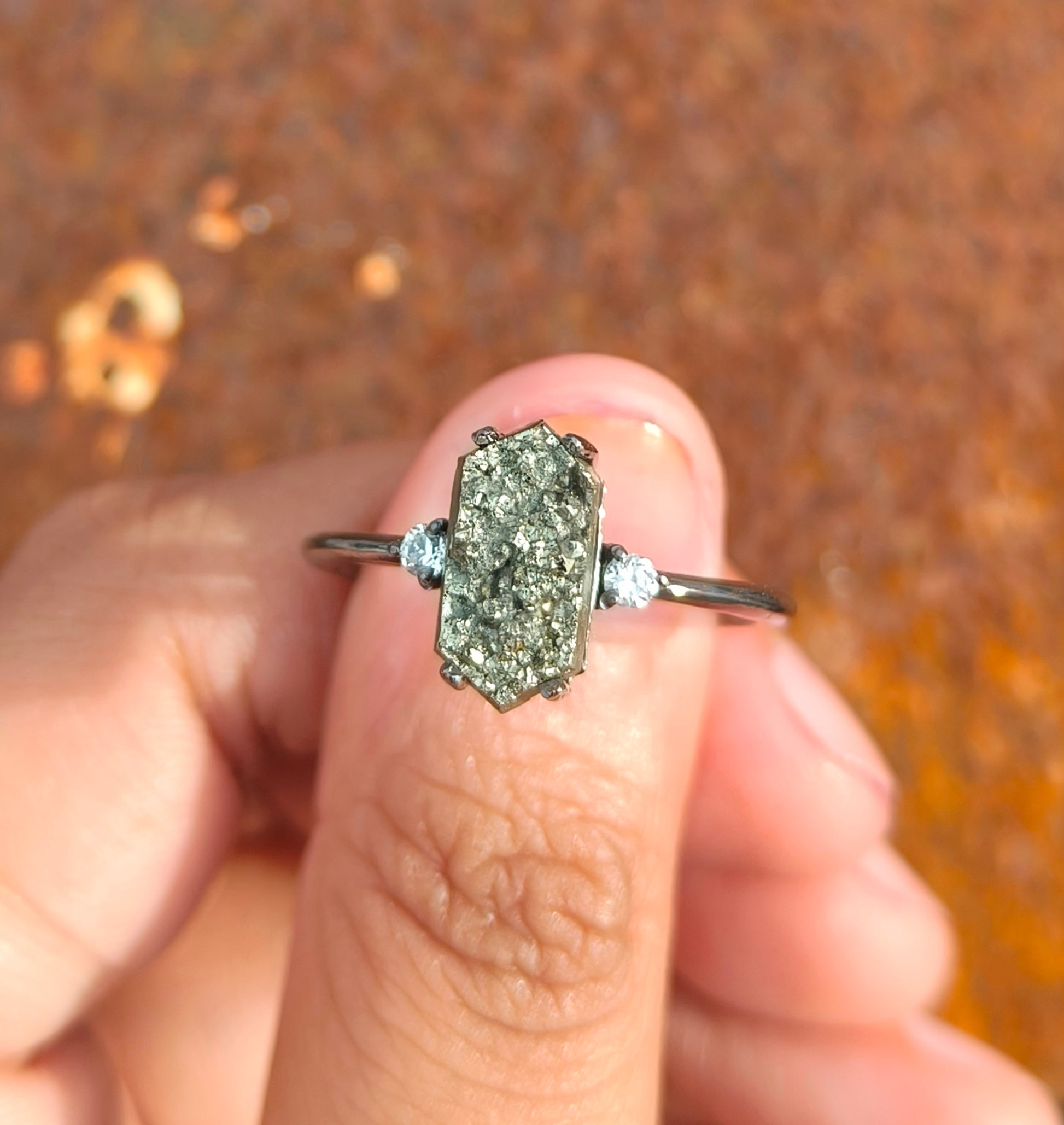 Raw Pyrite Ring – 925 Sterling Silver Handmade Jewelry - SILVERFORESTAA