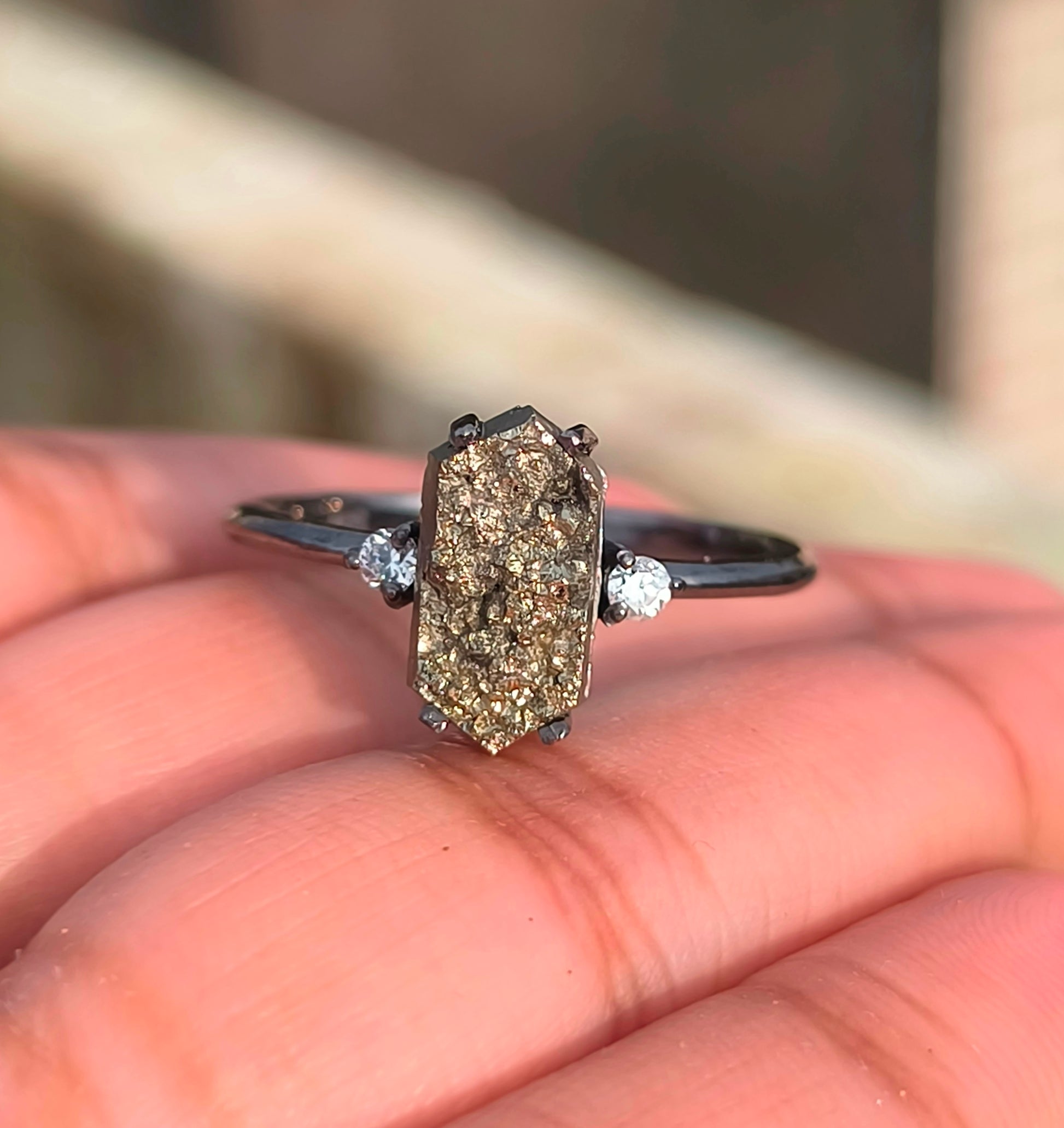 Raw Pyrite Ring – 925 Sterling Silver Handmade Jewelry - SILVERFORESTAA