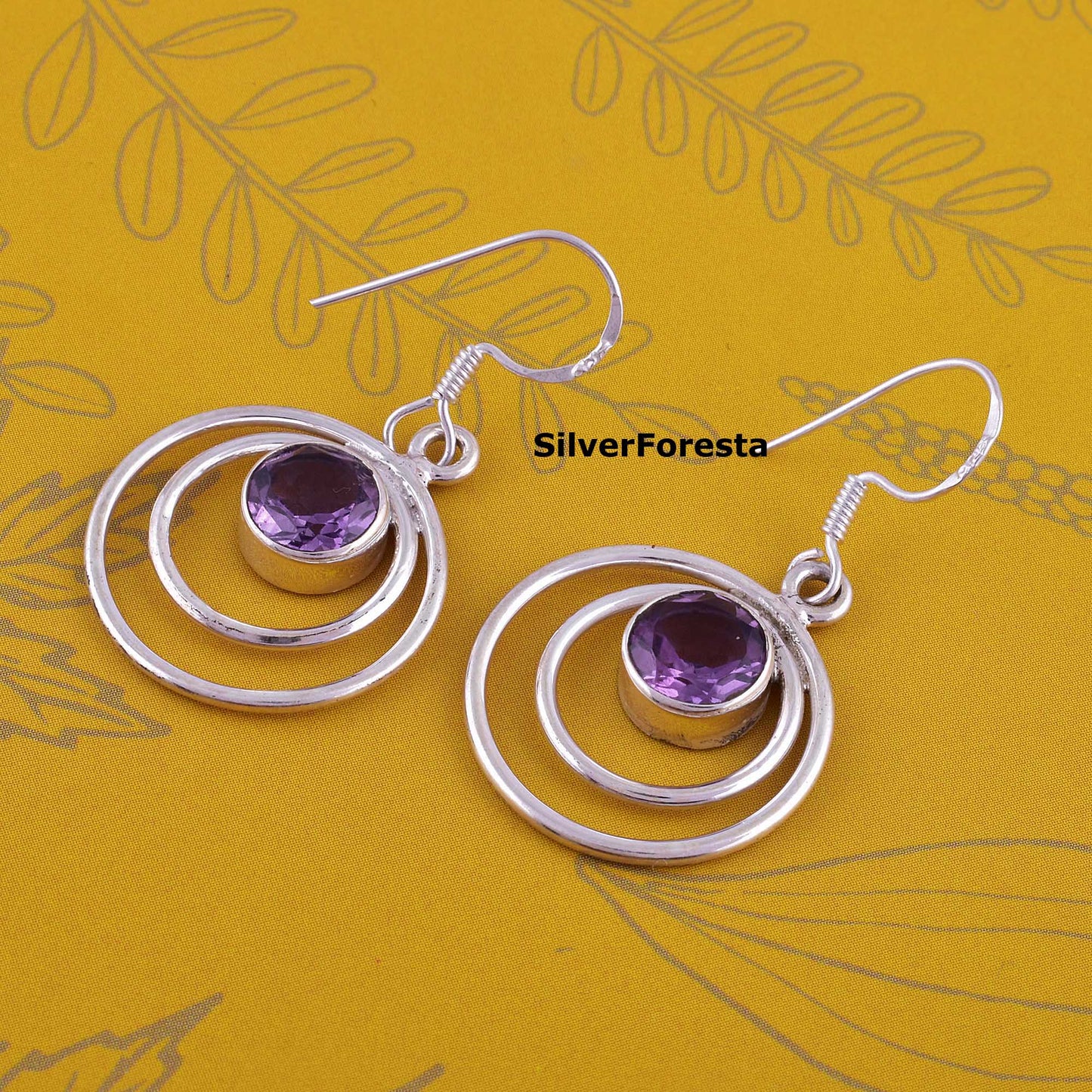 Natural Amethyst Sterling Silver Earring