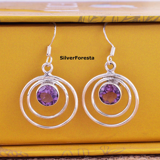 Natural Amethyst Sterling Silver Earring