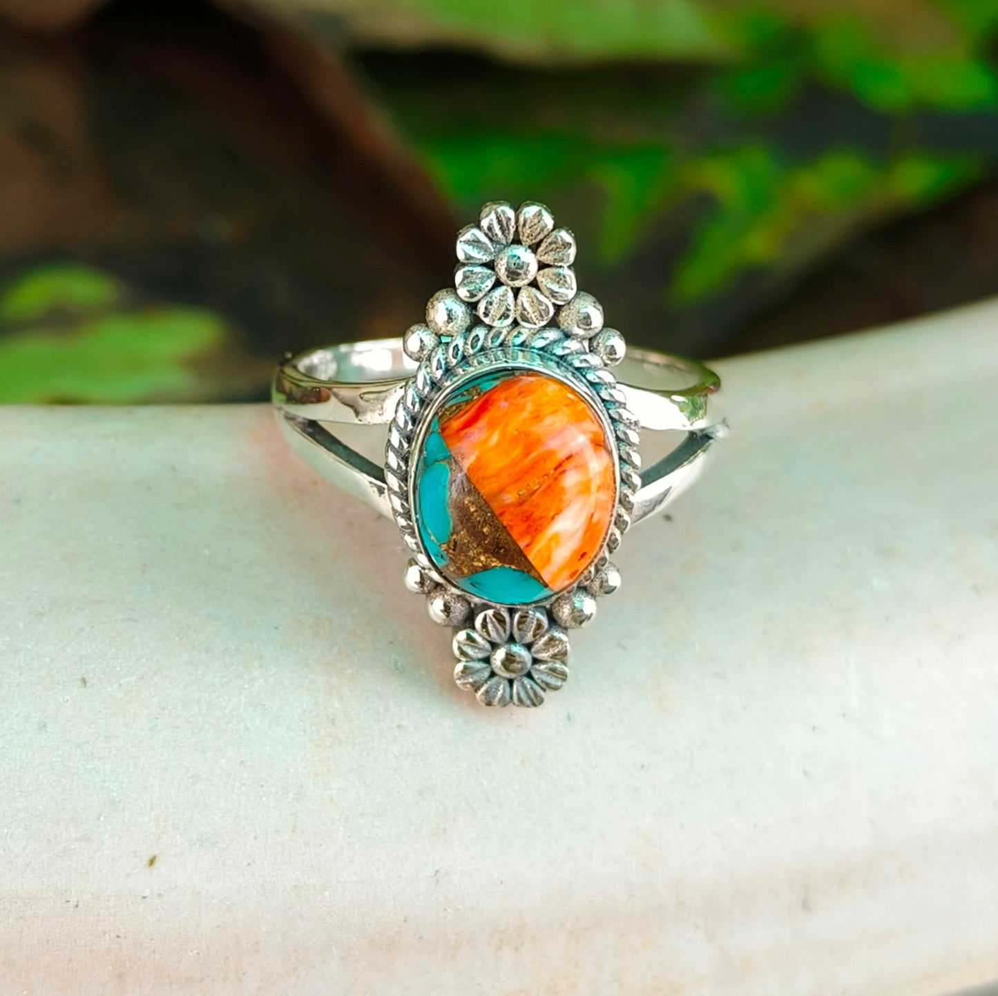 Oyster Copper Turquoise Ring by Silverforestaa – Artisan Craftsmanship - SILVERFORESTAA
