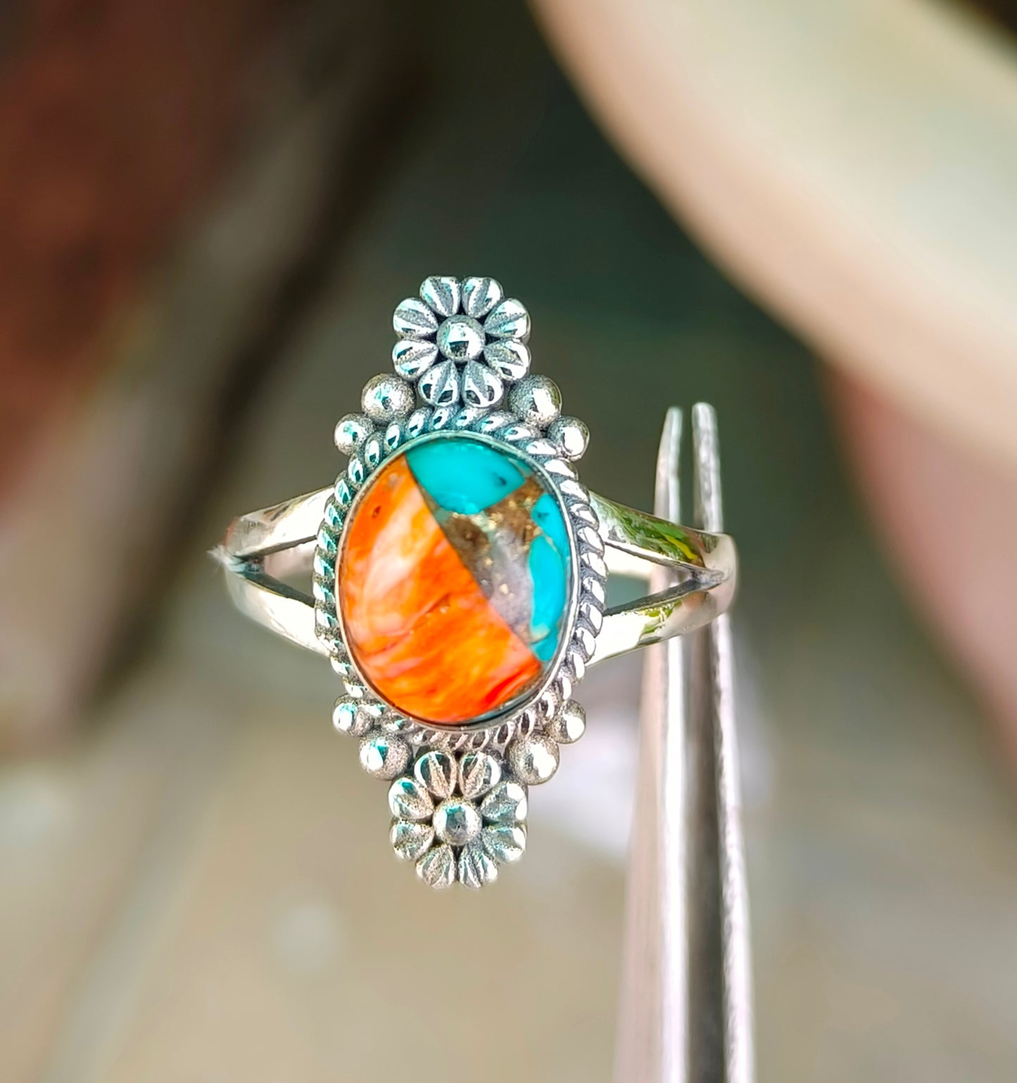Oyster Copper Turquoise Ring by Silverforestaa – Artisan Craftsmanship - SILVERFORESTAA