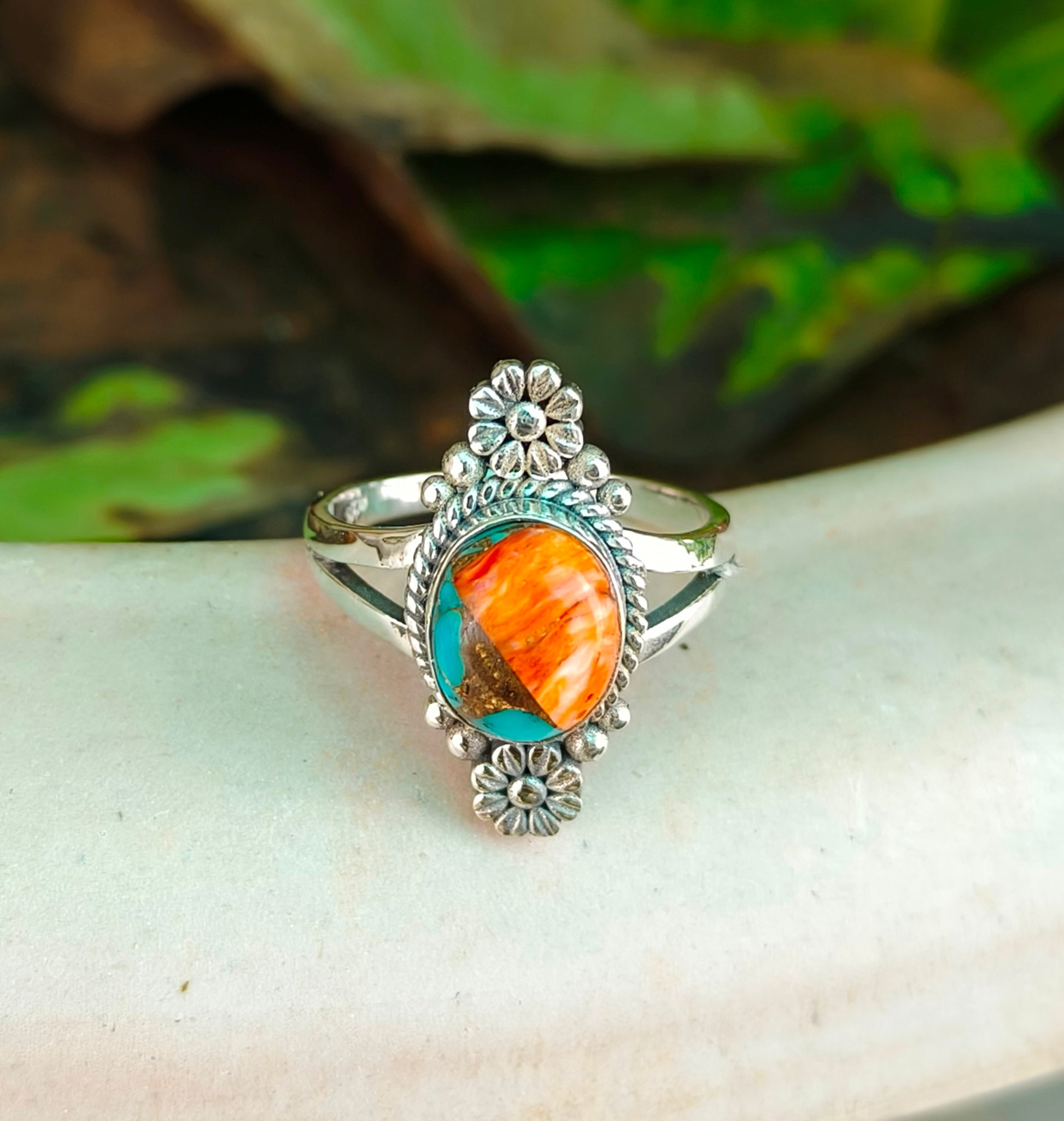 Oyster Copper Turquoise Ring by Silverforestaa – Artisan Craftsmanship - SILVERFORESTAA