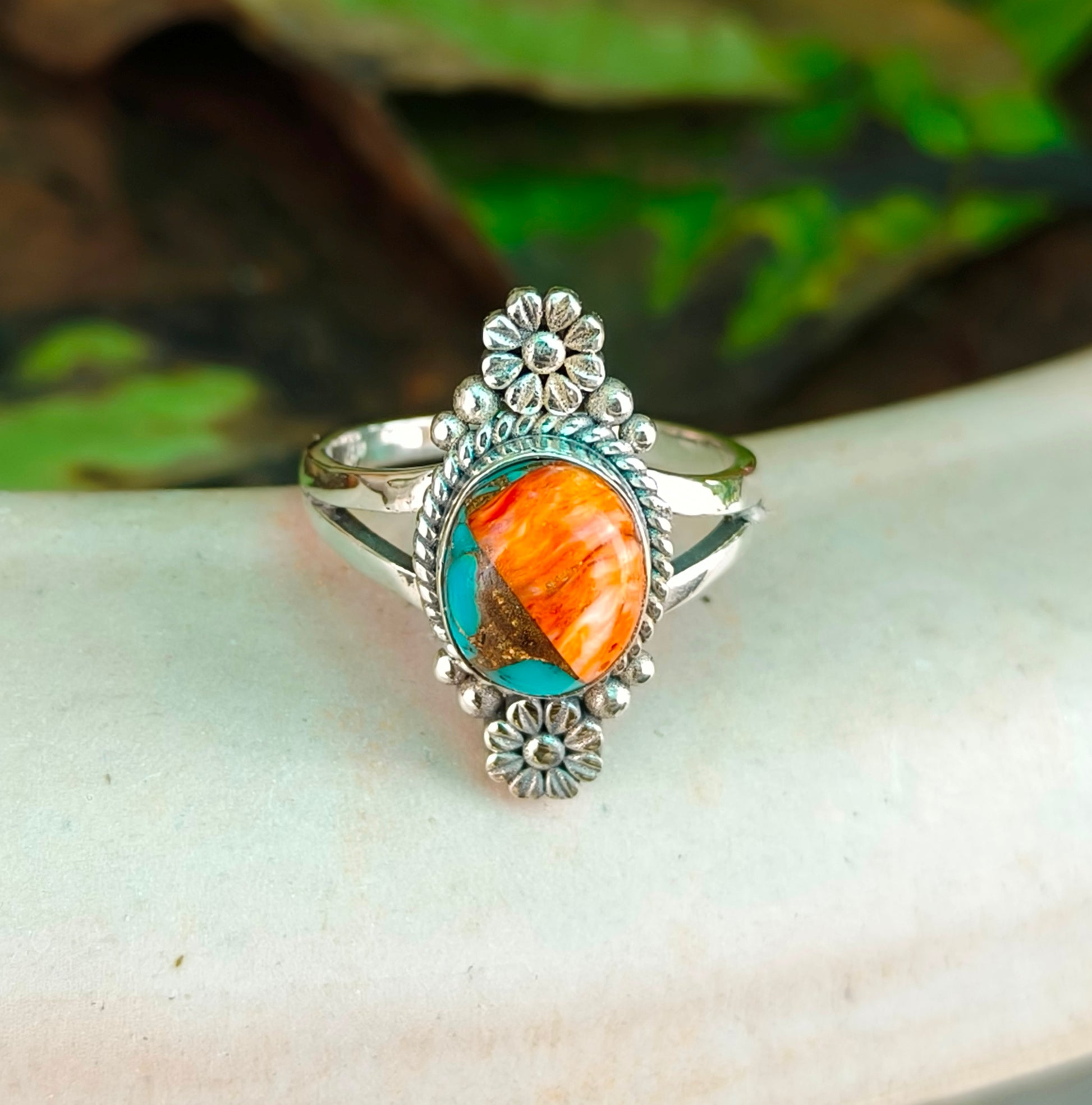 Oyster Copper Turquoise Ring by Silverforestaa – Artisan Craftsmanship - SILVERFORESTAA
