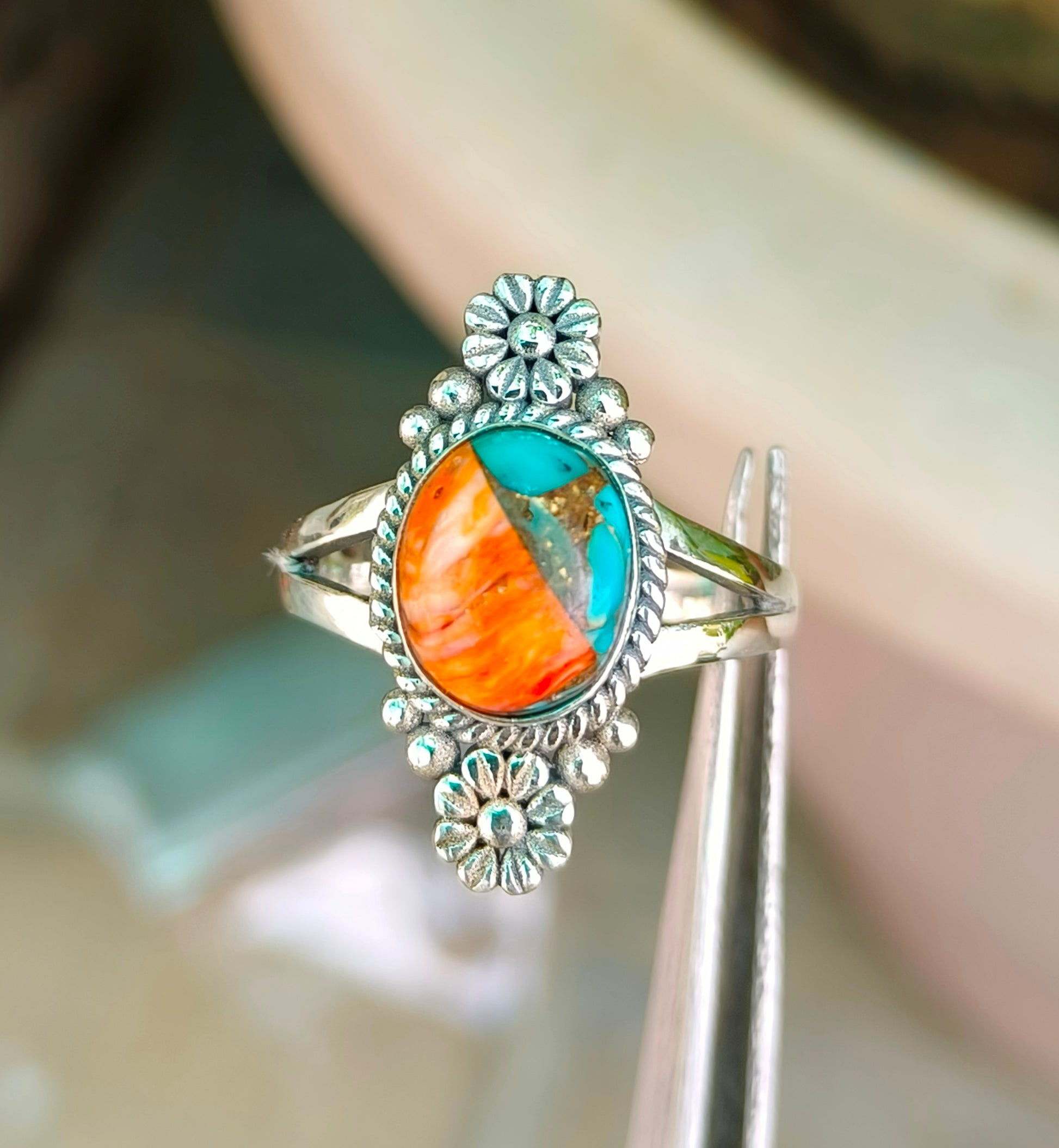 Oyster Copper Turquoise Ring by Silverforestaa – Artisan Craftsmanship - SILVERFORESTAA