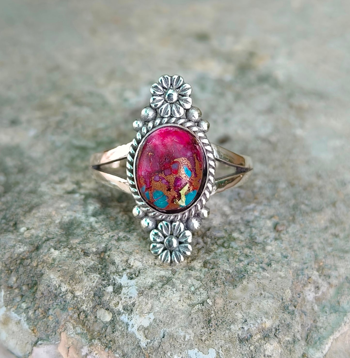 Purple Copper Turquoise Boho Ring - Elegant & Unique - SILVERFORESTAA
