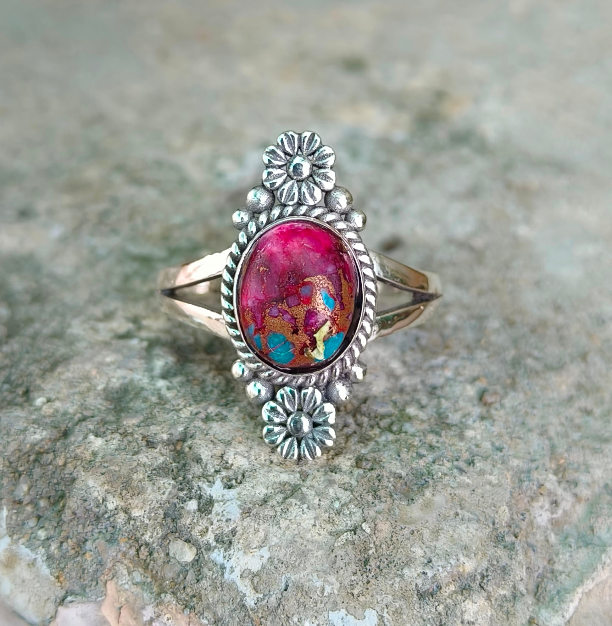 Purple Copper Turquoise Boho Ring - Elegant & Unique - SILVERFORESTAA