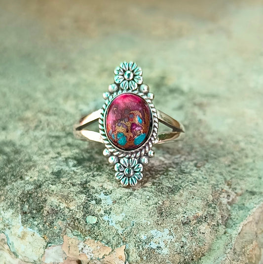 Purple Copper Turquoise Boho Ring - Elegant & Unique - SILVERFORESTAA