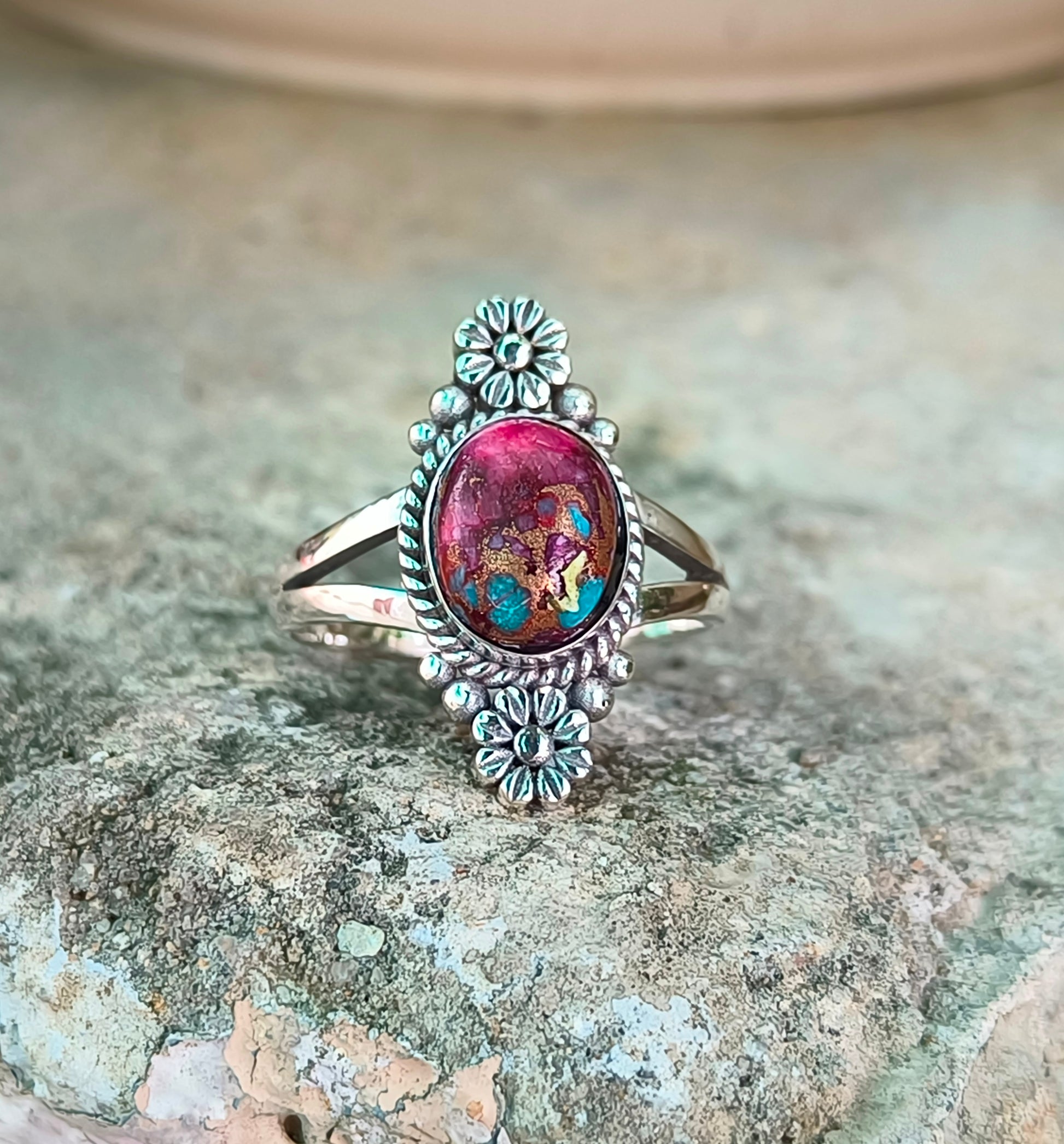 Purple Copper Turquoise Boho Ring - Elegant & Unique - SILVERFORESTAA