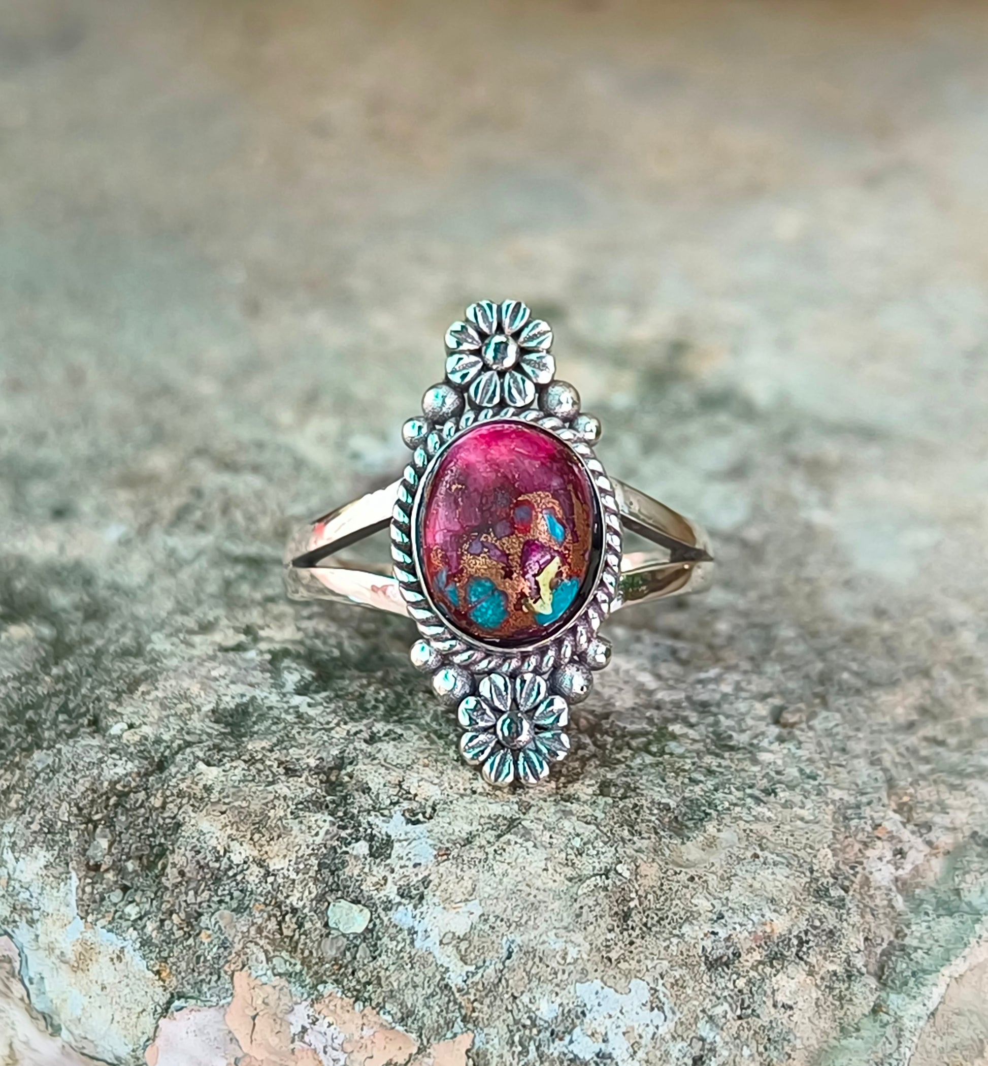 Purple Copper Turquoise Boho Ring - Elegant & Unique - SILVERFORESTAA