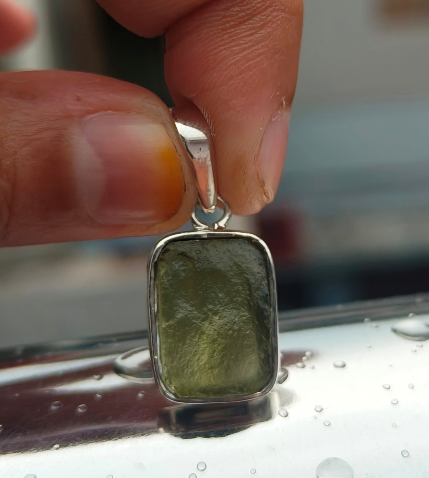 Rough Moldavite 925 Sterling Pendant | Natural Gemstone - SILVERFORESTAA