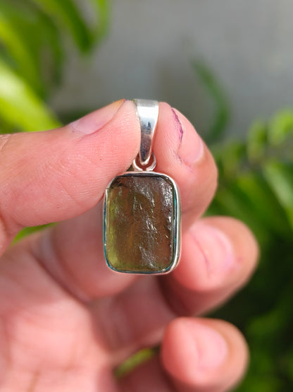 Rough Moldavite 925 Sterling Pendant | Natural Gemstone - SILVERFORESTAA