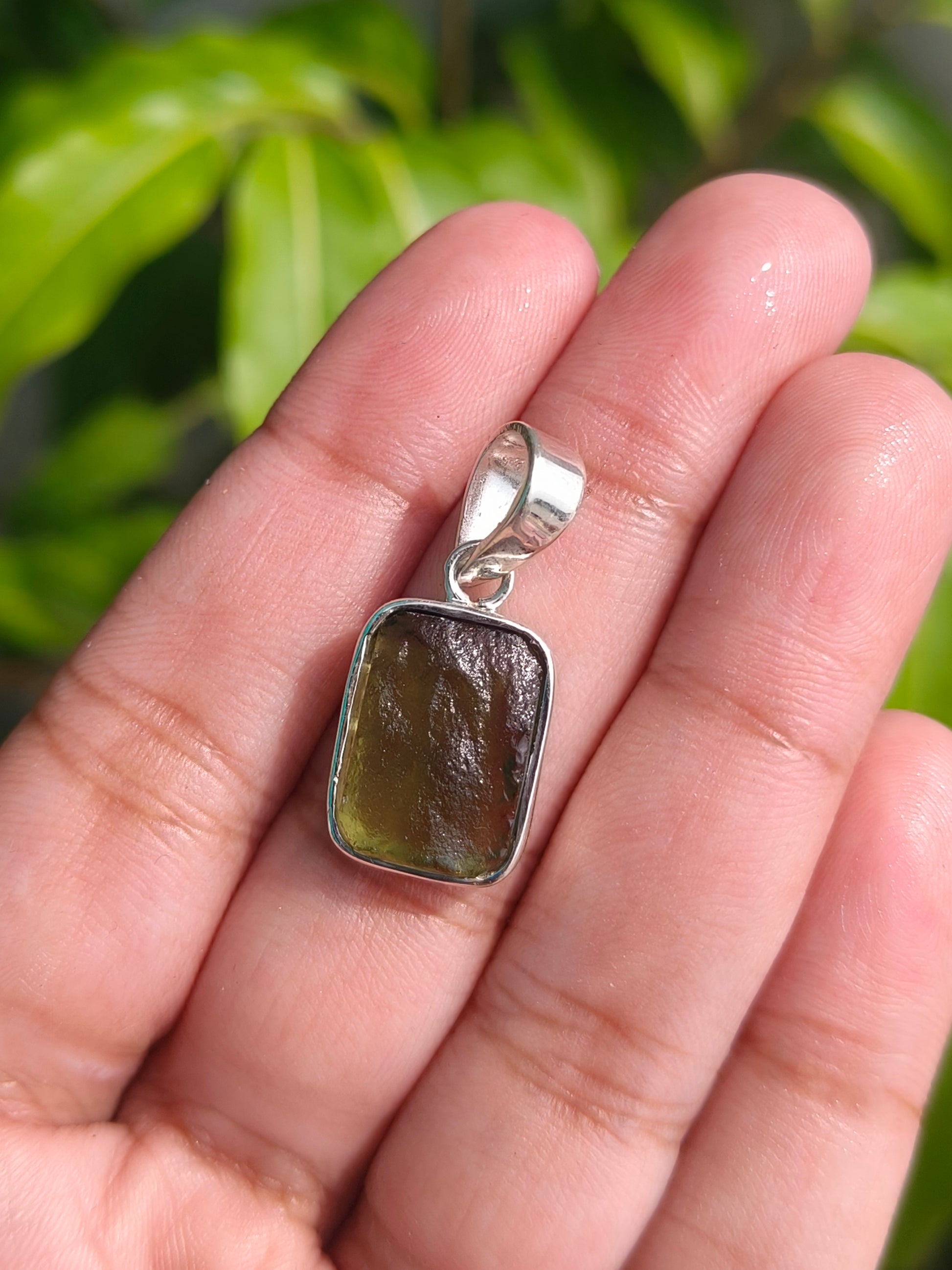 Rough Moldavite 925 Sterling Pendant | Natural Gemstone - SILVERFORESTAA