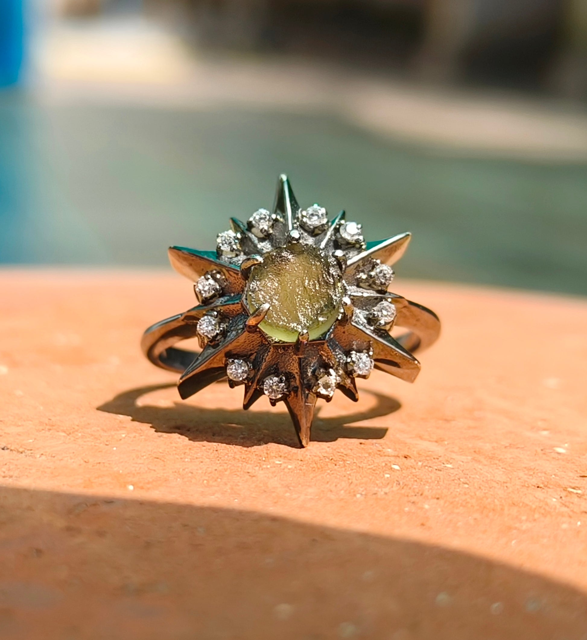 925 Sterling Silver Raw Moldavite Engagement Ring – Authentic Jewelry - SILVERFORESTAA