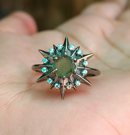 925 Sterling Silver Raw Moldavite Engagement Ring – Authentic Jewelry - SILVERFORESTAA