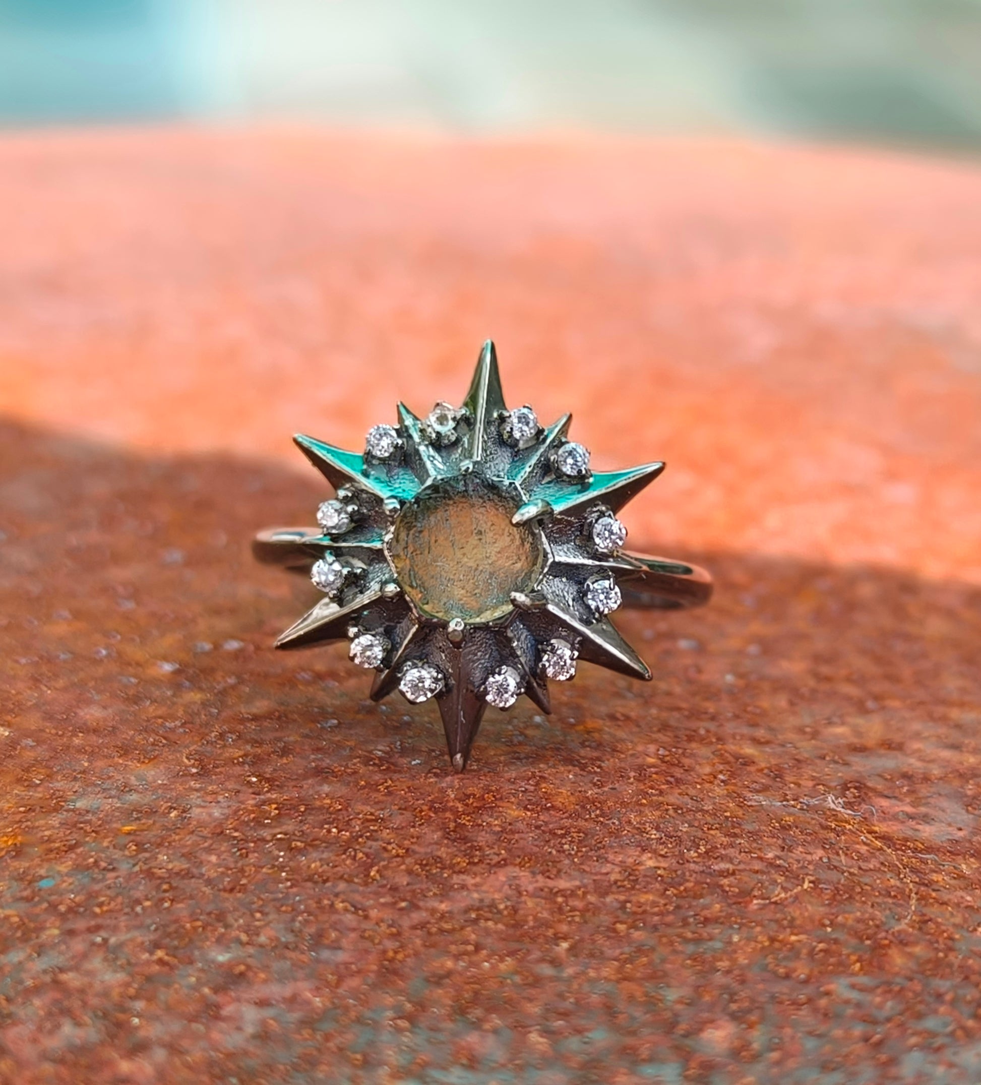 925 Sterling Silver Raw Moldavite Engagement Ring – Authentic Jewelry - SILVERFORESTAA
