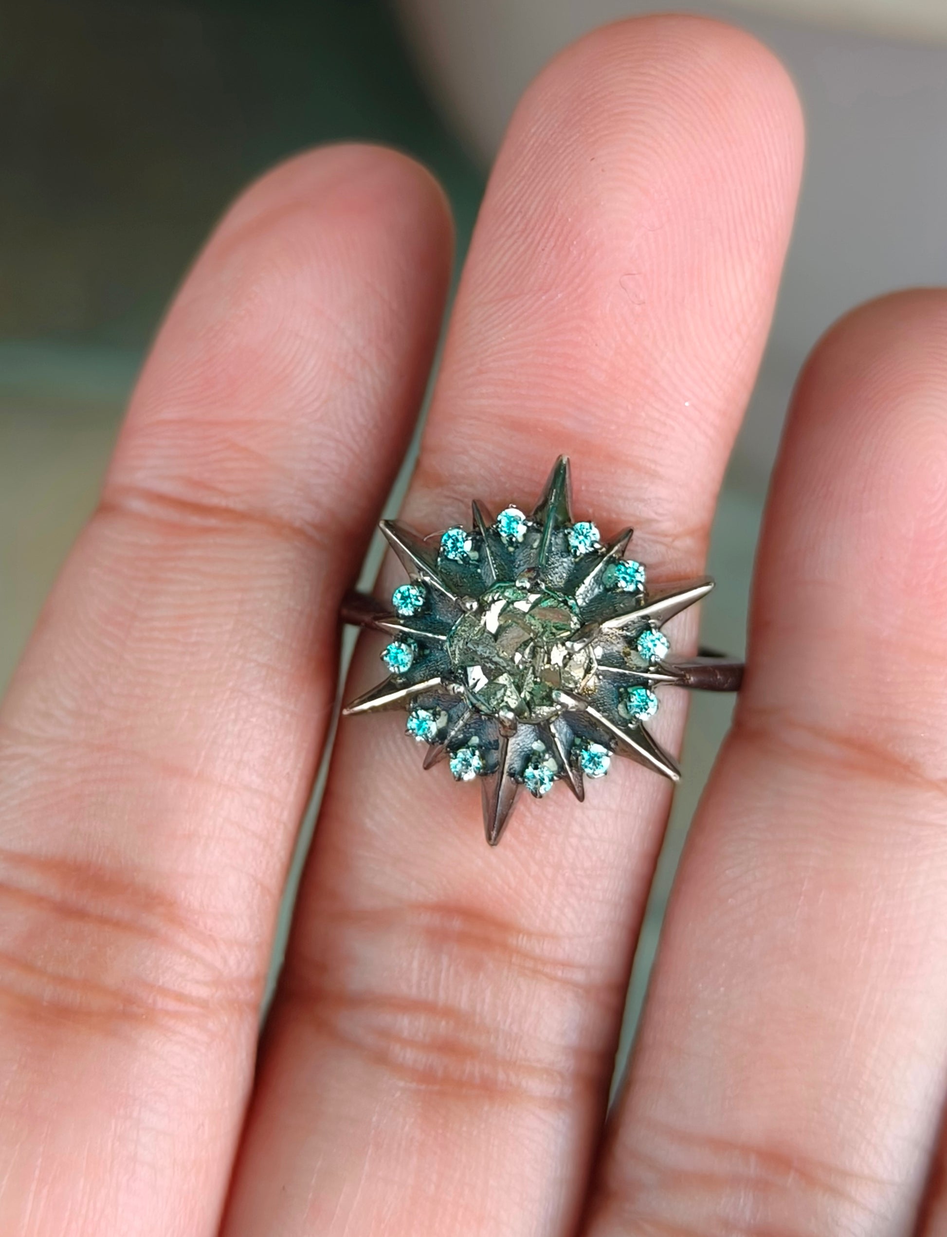 925 Sterling Silver Raw Pyrite Minimalist Ring | SilverForestaa Jewelry - SILVERFORESTAA