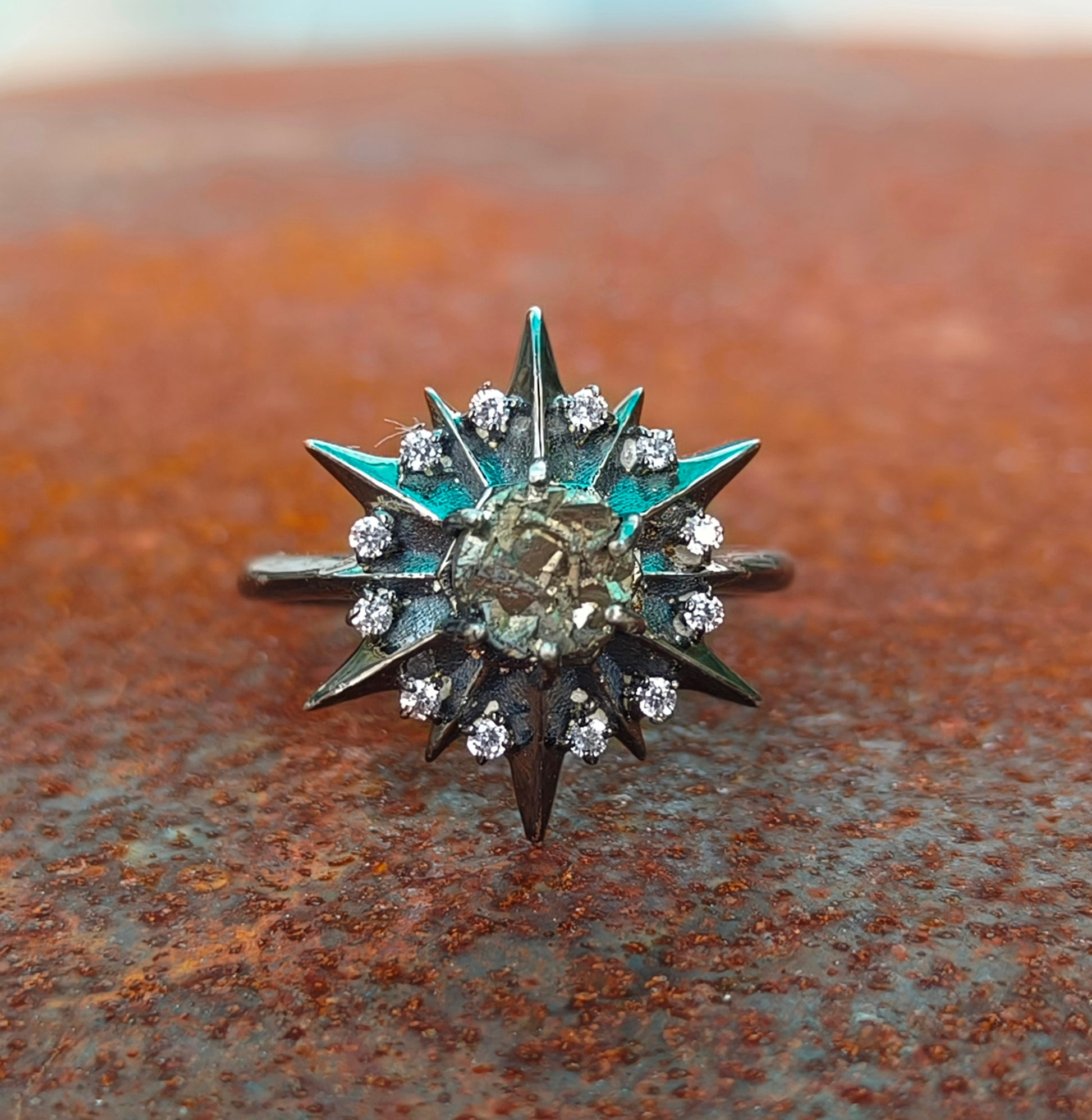 925 Sterling Silver Raw Pyrite Minimalist Ring | SilverForestaa Jewelry - SILVERFORESTAA