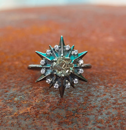 925 Sterling Silver Raw Pyrite Minimalist Ring | SilverForestaa Jewelry - SILVERFORESTAA