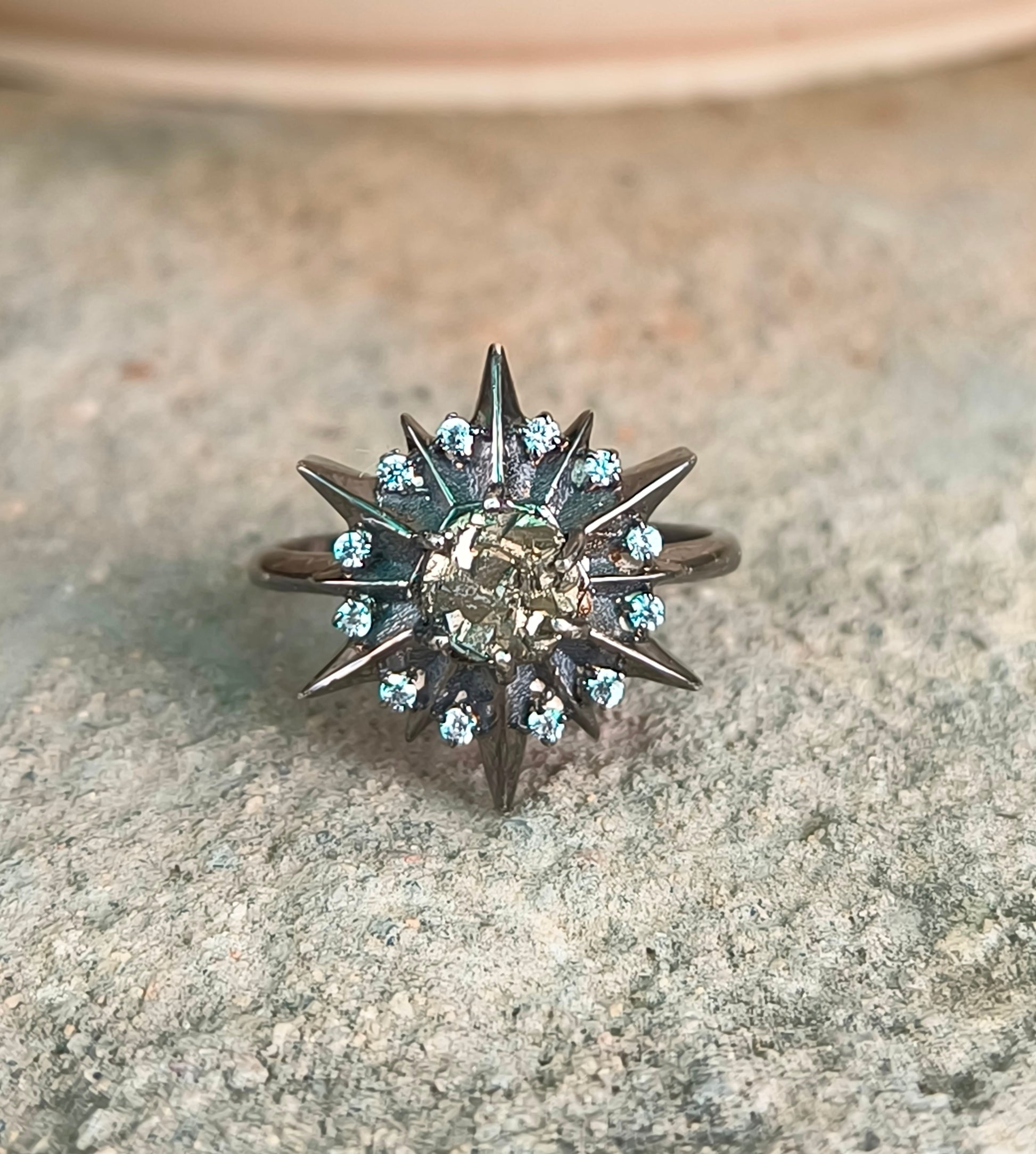 925 Sterling Silver Raw Pyrite Minimalist Ring | SilverForestaa Jewelry - SILVERFORESTAA