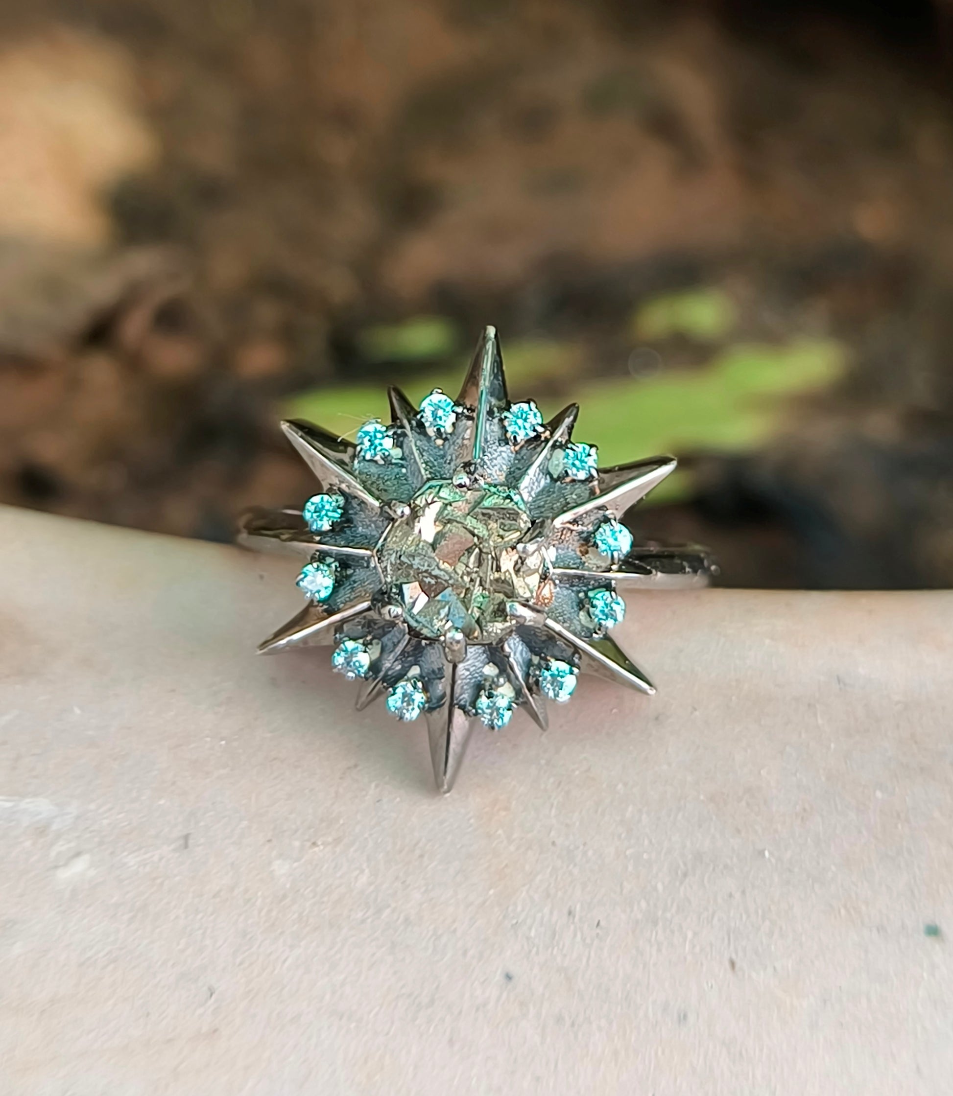 925 Sterling Silver Raw Pyrite Minimalist Ring | SilverForestaa Jewelry - SILVERFORESTAA