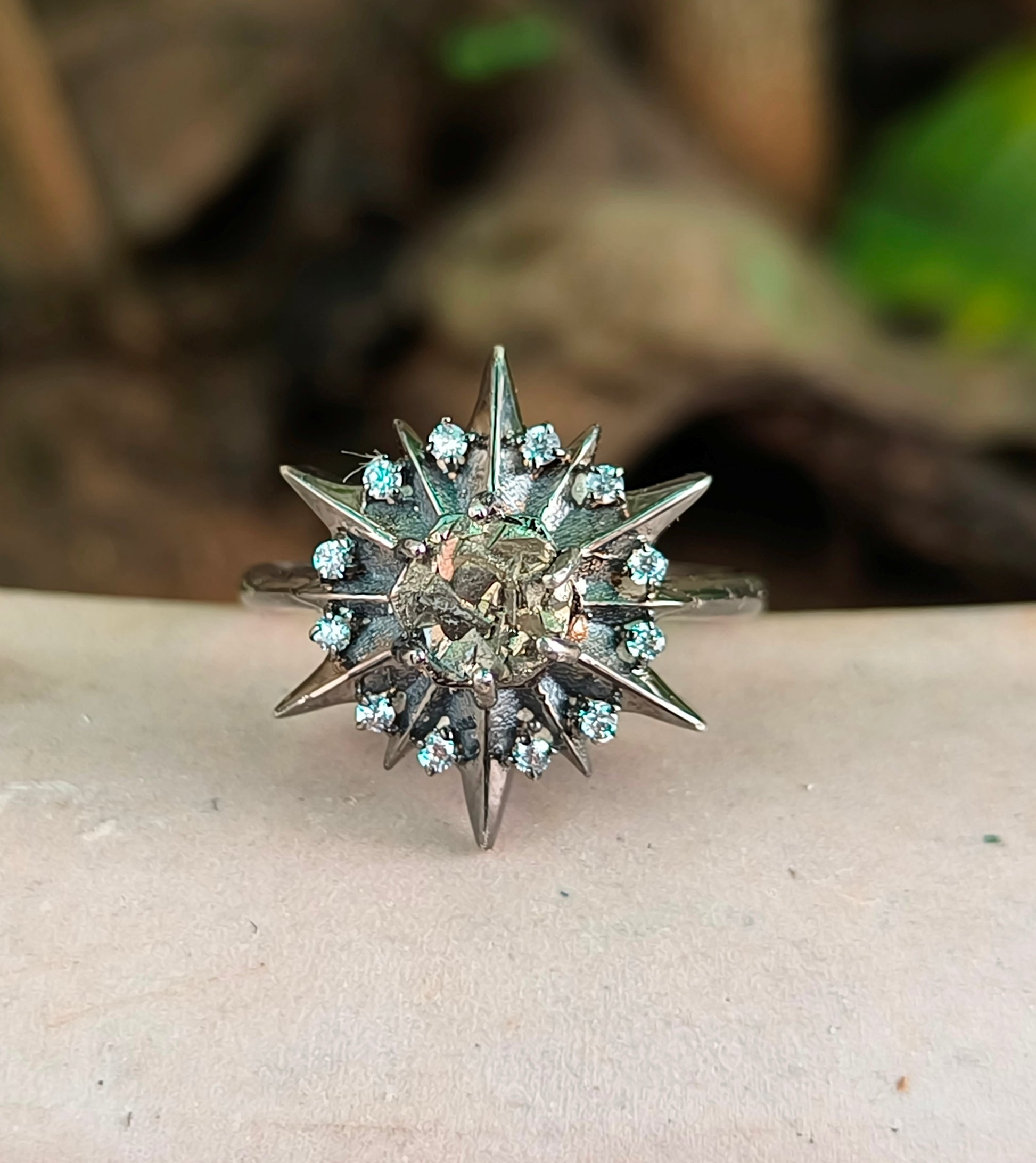 925 Sterling Silver Raw Pyrite Minimalist Ring | SilverForestaa Jewelry - SILVERFORESTAA