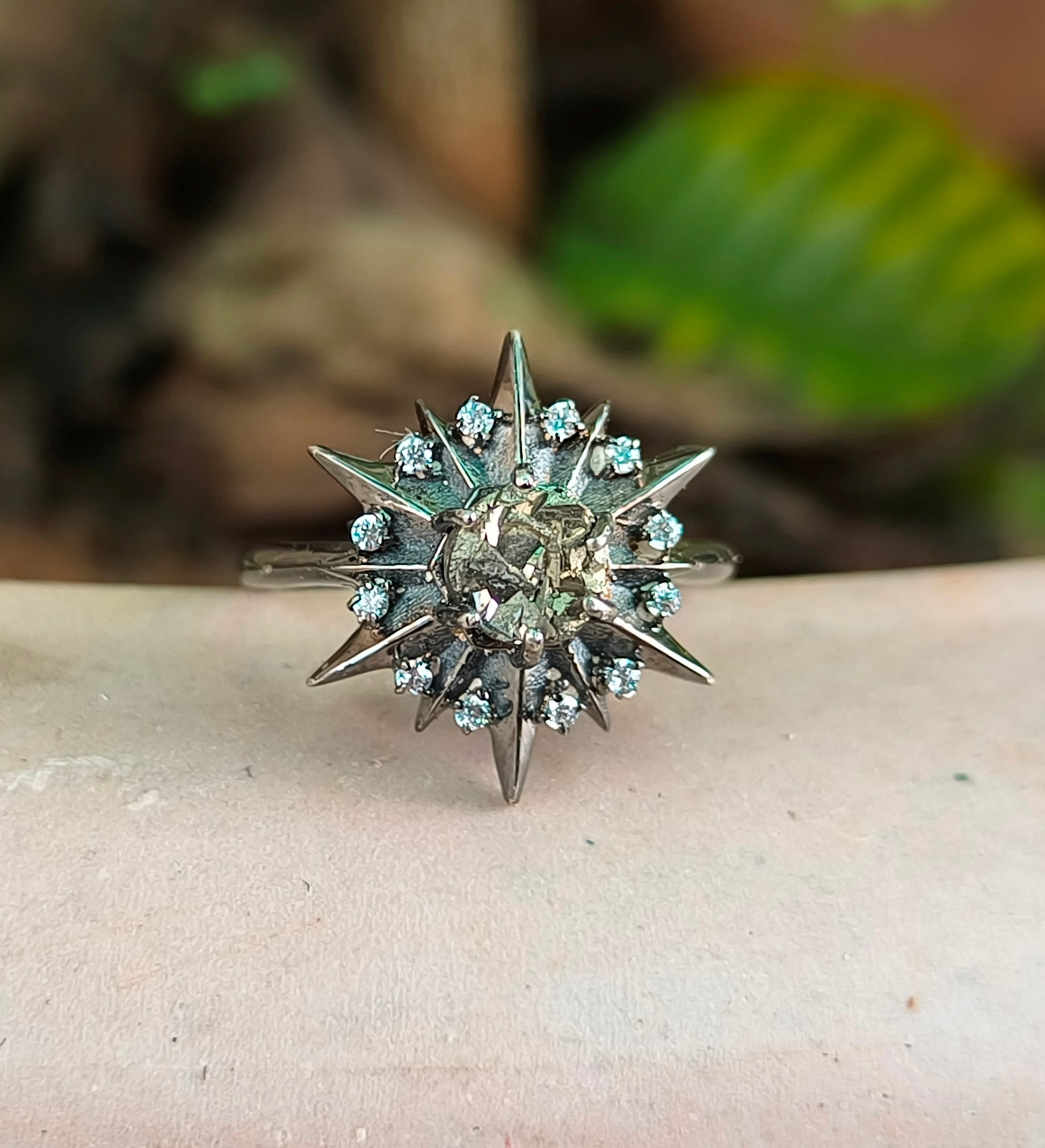 925 Sterling Silver Raw Pyrite Minimalist Ring | SilverForestaa Jewelry - SILVERFORESTAA