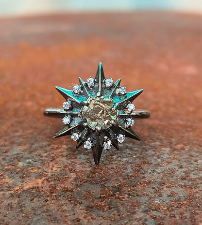 925 Sterling Silver Raw Pyrite Minimalist Ring | SilverForestaa Jewelry - SILVERFORESTAA