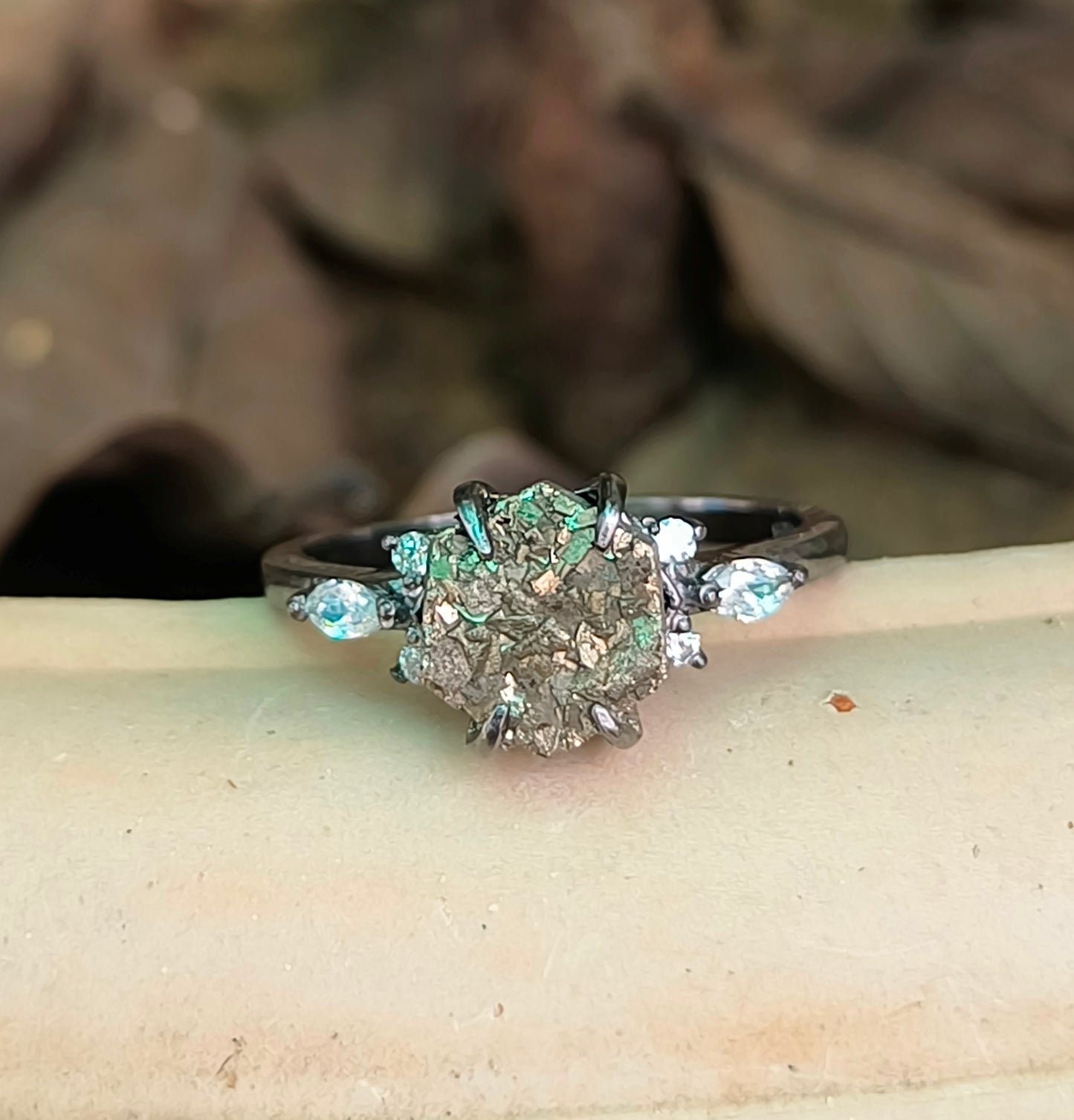 Women’s Pyrite Gemstone Ring in 925 Sterling Silver Minimalist Style - SILVERFORESTAA