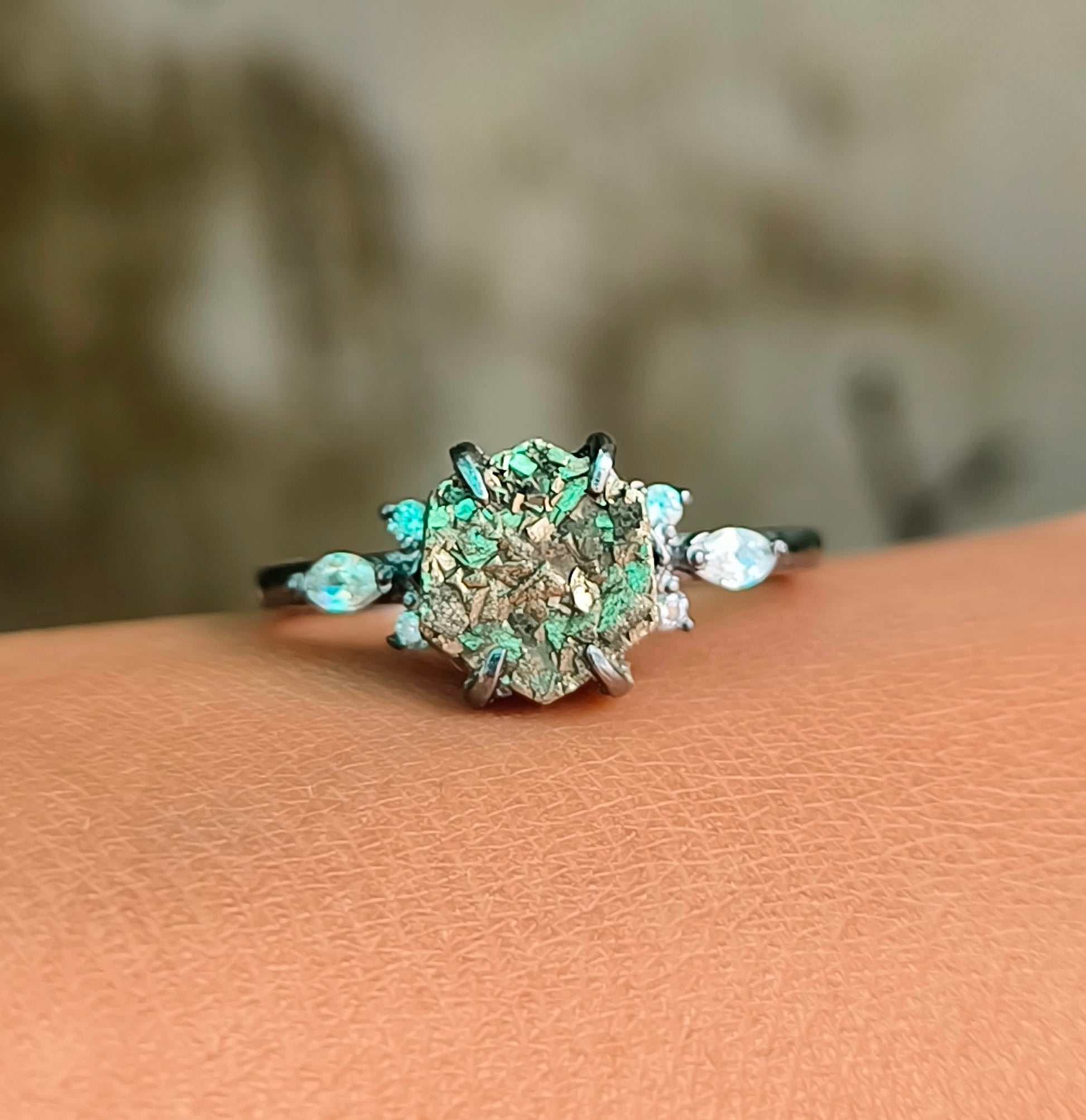 Women’s Pyrite Gemstone Ring in 925 Sterling Silver Minimalist Style - SILVERFORESTAA