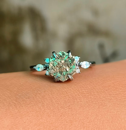 Women’s Pyrite Gemstone Ring in 925 Sterling Silver Minimalist Style - SILVERFORESTAA