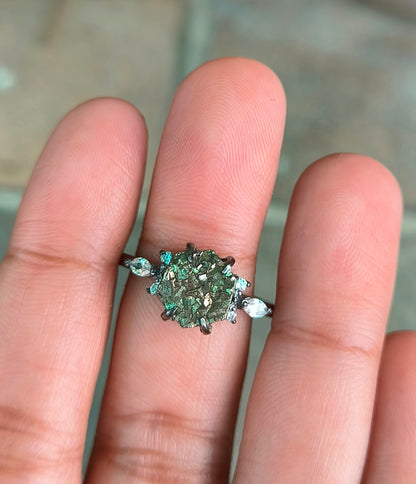 Women’s Pyrite Gemstone Ring in 925 Sterling Silver Minimalist Style - SILVERFORESTAA