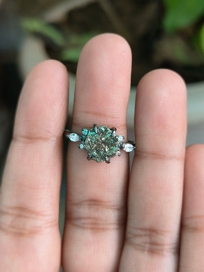 Women’s Pyrite Gemstone Ring in 925 Sterling Silver Minimalist Style - SILVERFORESTAA