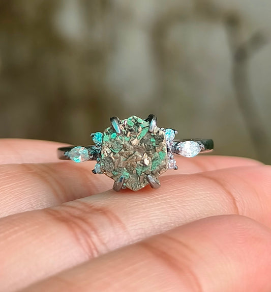 Women’s Pyrite Gemstone Ring in 925 Sterling Silver Minimalist Style - SILVERFORESTAA