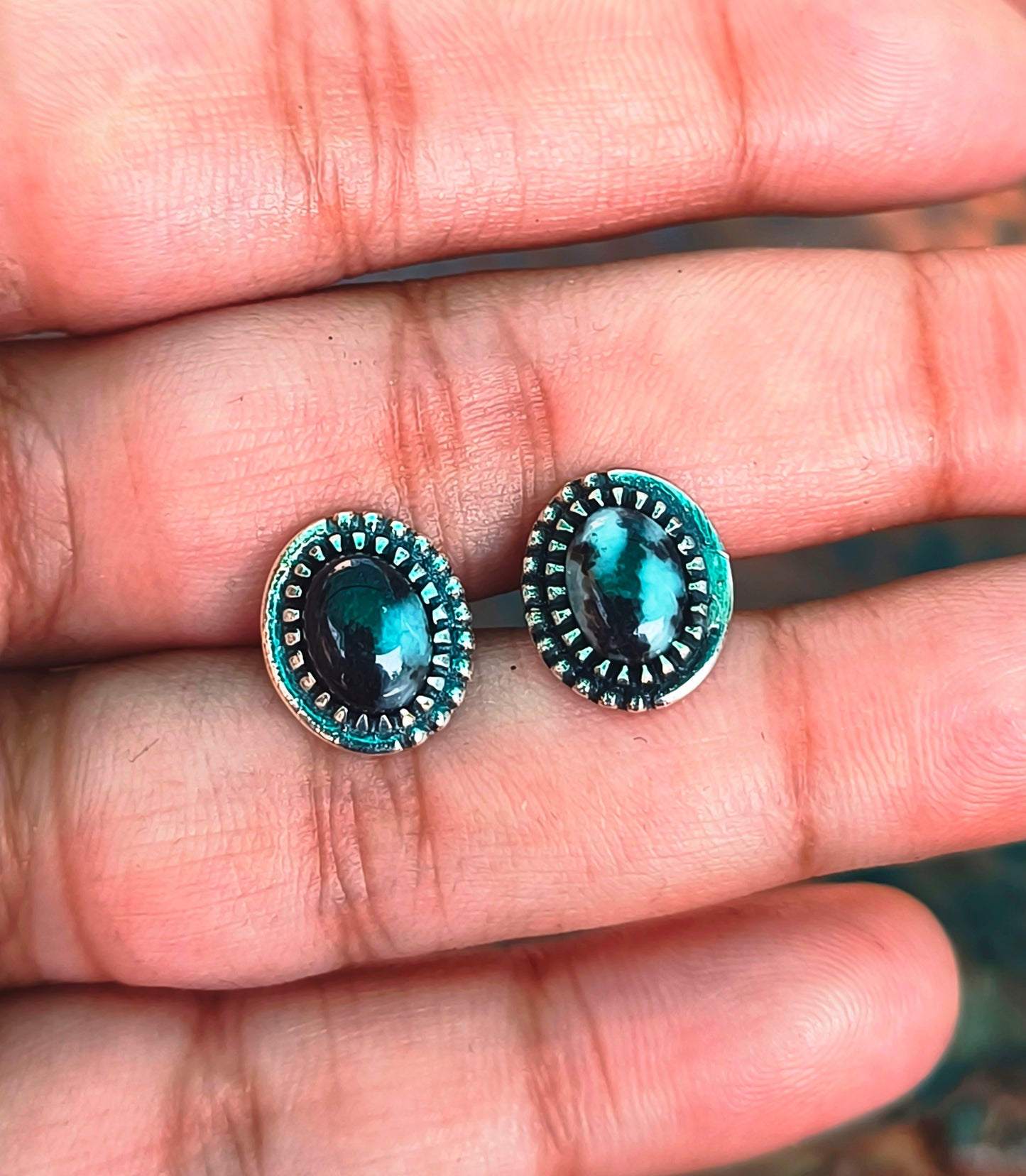 White Buffalo Stud Earrings | 925 Sterling Silver Jewelry