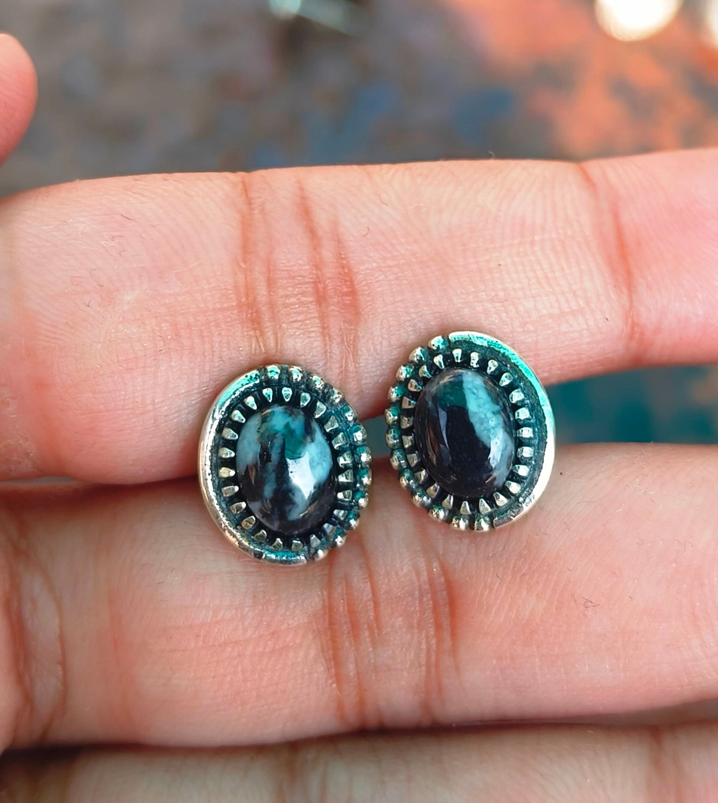 White Buffalo Stud Earrings | 925 Sterling Silver Jewelry