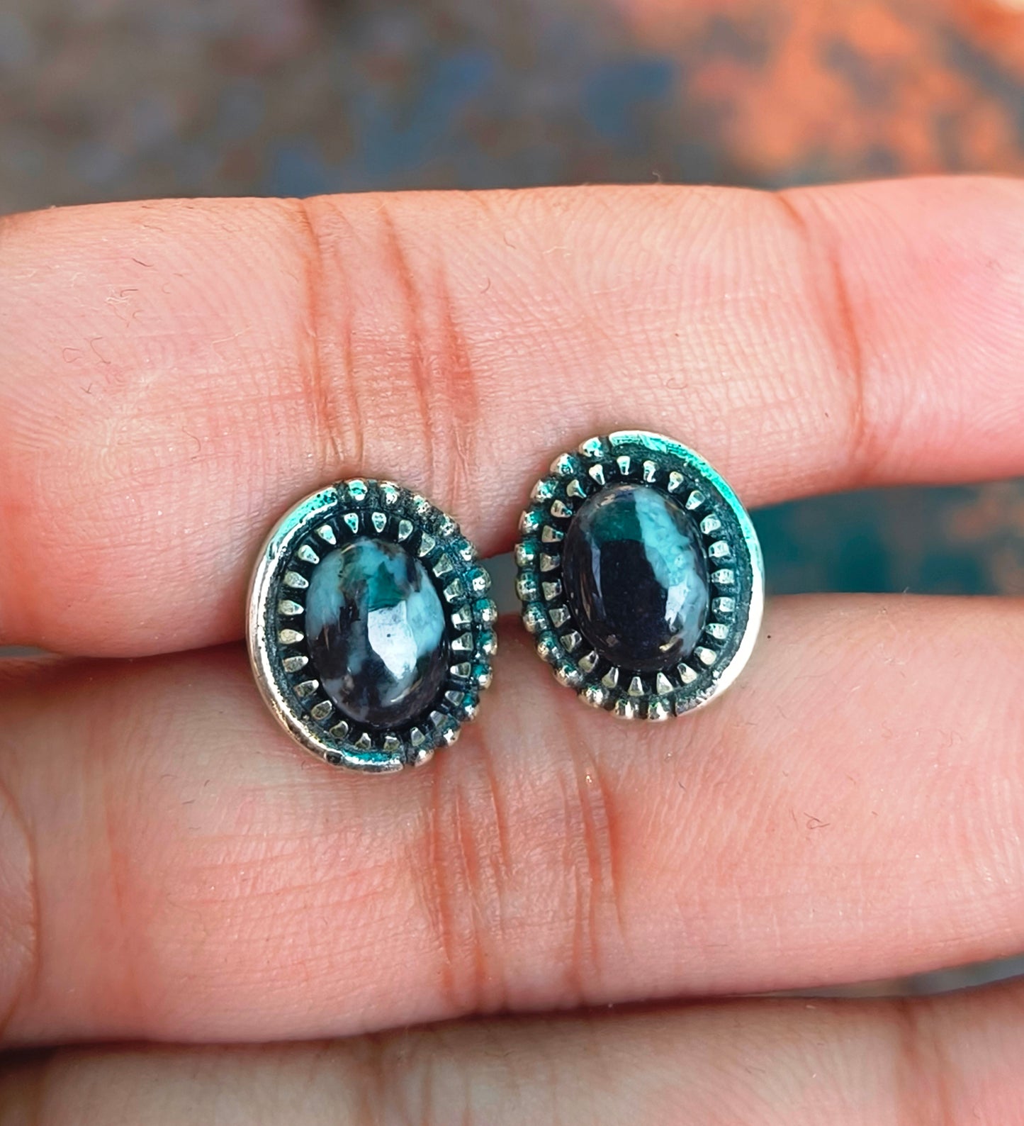 White Buffalo Stud Earrings | 925 Sterling Silver Jewelry