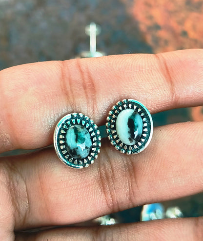 White Buffalo Stud Earrings | 925 Sterling Silver Jewelry